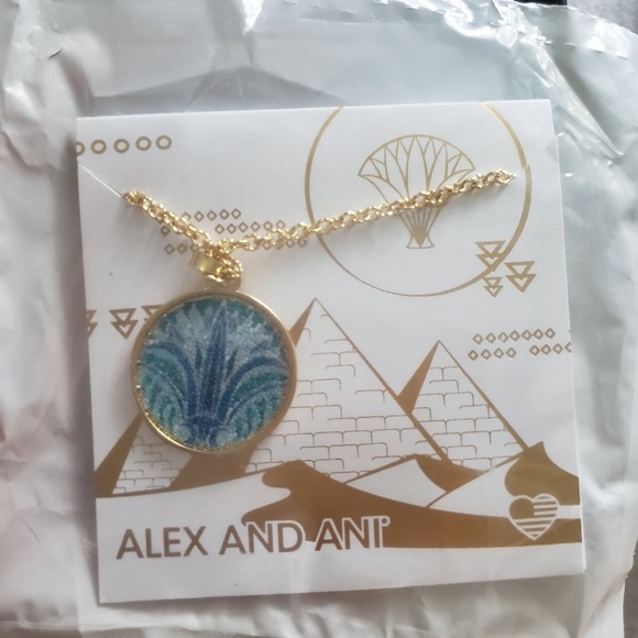 NWT Alex And Ani Blue LOTUS 21 in Adj Necklace - Picture 1 of 3